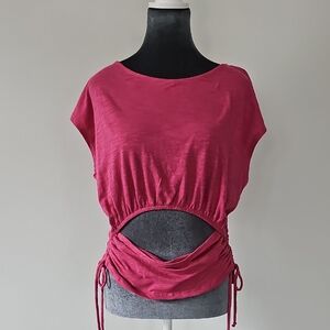 Express Fuchsia Crop Top with Cut-Out Design